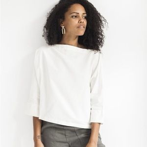 Ozma White Silk Linen Crop Top